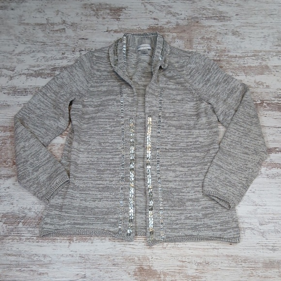 Christopher & Banks Sequin Open Front Cardigan - Picture 1 of 8